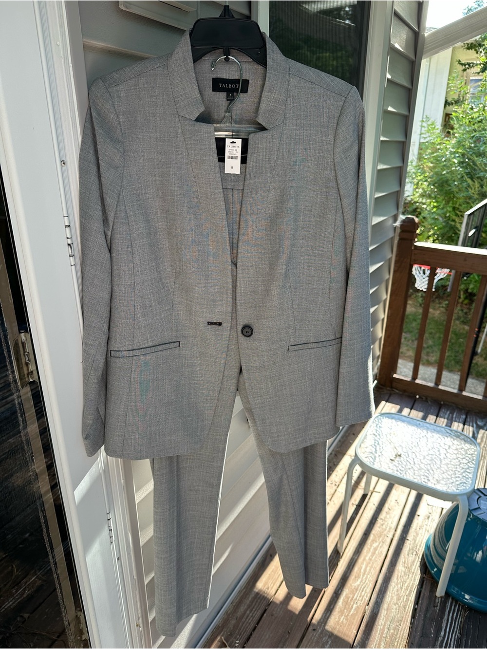 NWT Talbots Signature Gray Pantsuit Set Size 8 Blazer & Size 10 Career Pant